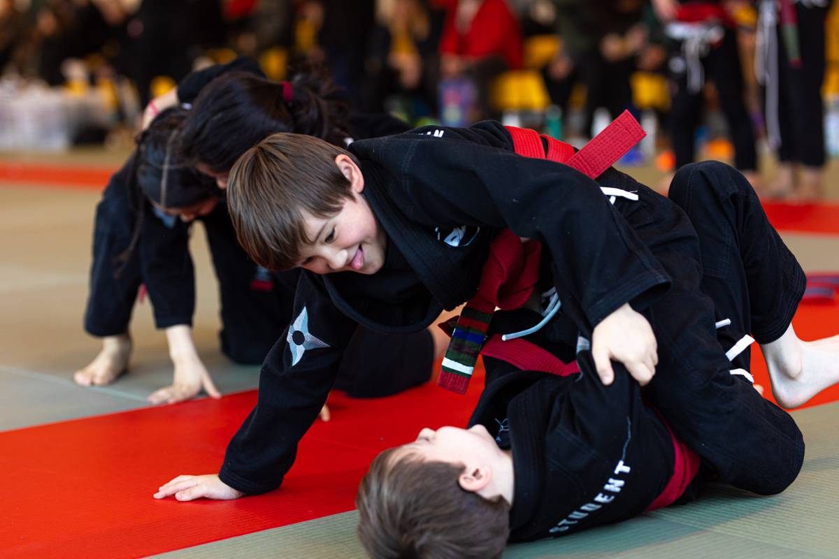 Students practising pad work